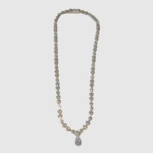 Eliot Danori Rivière Style-C Z'sTennis Necklace w/ a Pear Drop - SS 925- 17 In